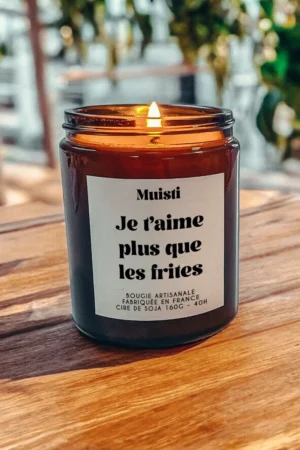 Bougie Parfumée 'Je t'aime plus que les frites' Fleur d'oranger | MUISTI