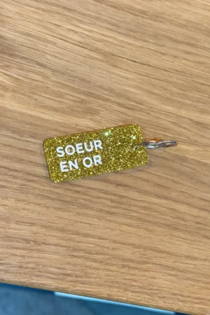 Porte-clés pailleté 'Soeur en or' Or | PLUS DE LOVE