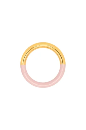 Bague 'Double Color' Gold plated/Silk Light Pink | LULU COPENHAGEN