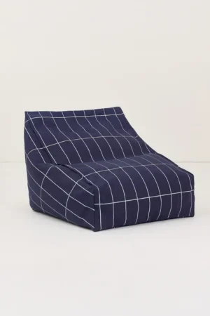 Fauteuil pouf enfant 'Vibes' Navy blue grid | NOBODINOZ