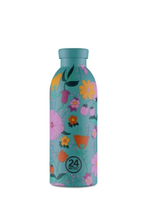 Gourde isotherme Clima en inox 'Bloom bloom green' | 24 BOTTLES