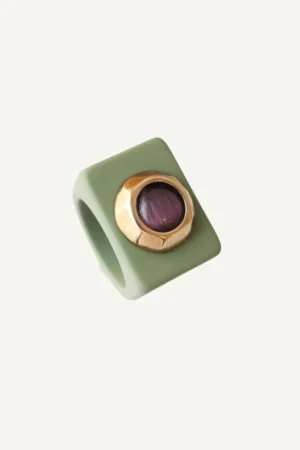 Bague N°168 Verte - Pierre Sélénite lilas | EMOLO