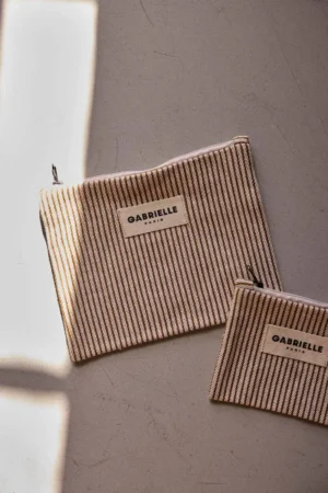 Petite pochette Rayures argile | GABRIELLE PARIS