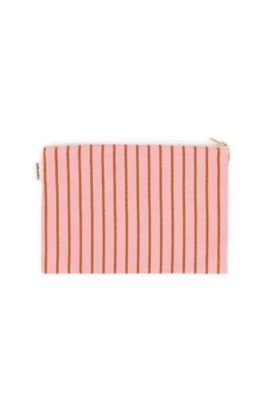 Pochette ‘Lili’ Rayures Tennis Pecan / Strawberry | ROSE IN APRIL