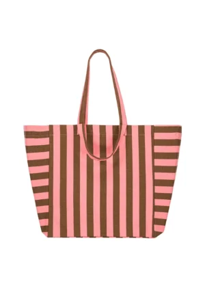 Sac cabas 'Elisa' Rayures Funky pink / Olive | ROSE IN APRIL