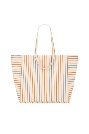Sac cabas 'Elisa' Rayures tennis Pecan / Greige | ROSE IN APRIL