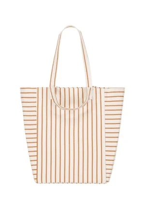 Sac cabas 'Elisabeth' Rayures Tennis Pecan / Greige | ROSE IN APRIL