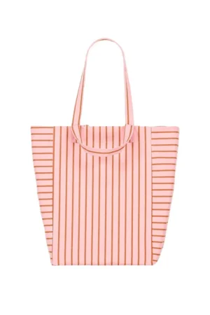 Sac cabas 'Elisabeth' Rayures Tennis Pecan / Strawberry | ROSE IN APRIL