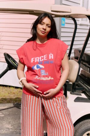 T-shirt d'allaitement 'Face à la Mère' Rouge | TAJINEBANANE