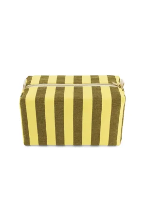 Trousse de toilette ‘Vic’ Rayures Olive / Lemon | ROSE IN APRIL