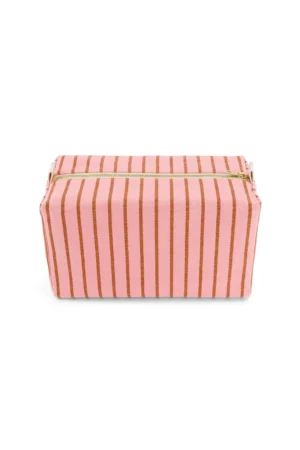 Trousse de toilette ‘Vic’ Rayures Tennis Pecan / Strawberry | ROSE IN APRIL
