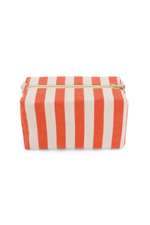 Trousse de toilette ‘Vic’ Rayures Greige / Tomato | ROSE IN APRIL